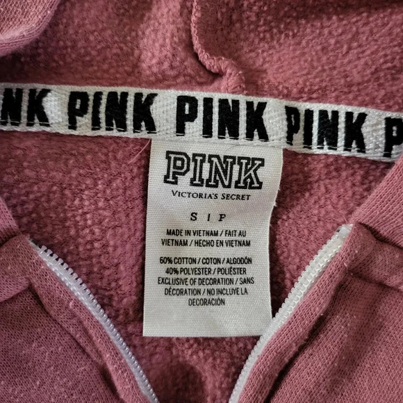 Victoria's Secret Pink Colorblock Perfect Hoodie Small Full Zip Soft Begonia - Picture 6 of 8